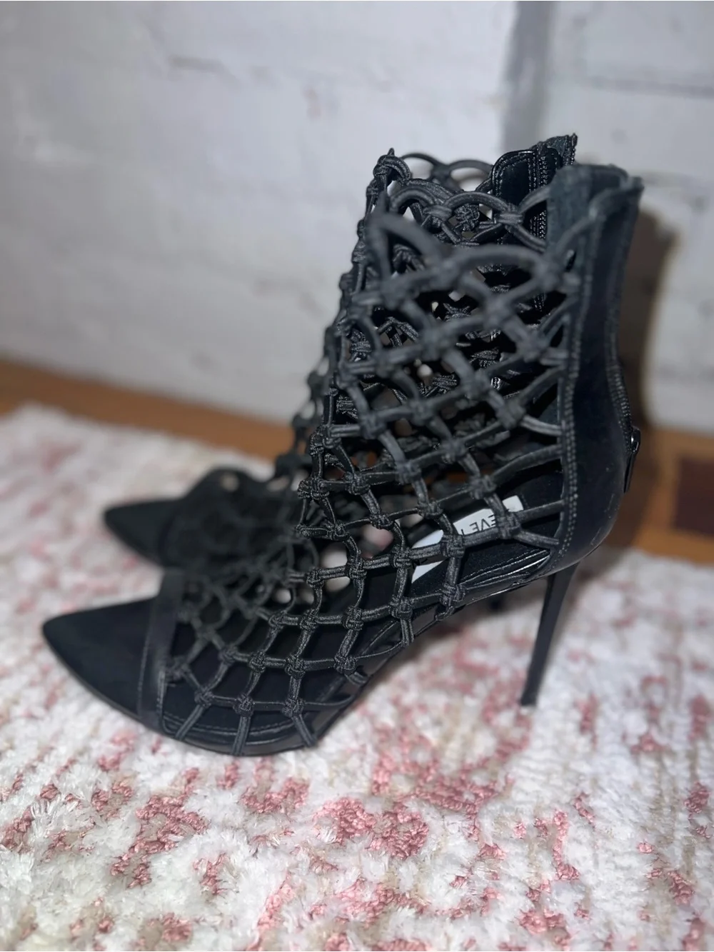 Steve Madden Black Cage Stiletto Booties